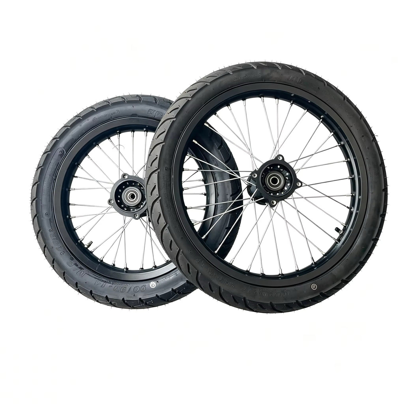 Yozma/Strike 17/14 supermoto wheelset black/chrome
