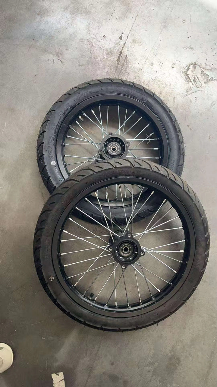Yozma/Strike 17/14 supermoto wheelset black/chrome